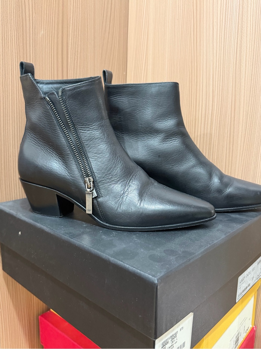 Saint Laurent Cruiser Black Leather Ankle Boots 38 YSL Booties